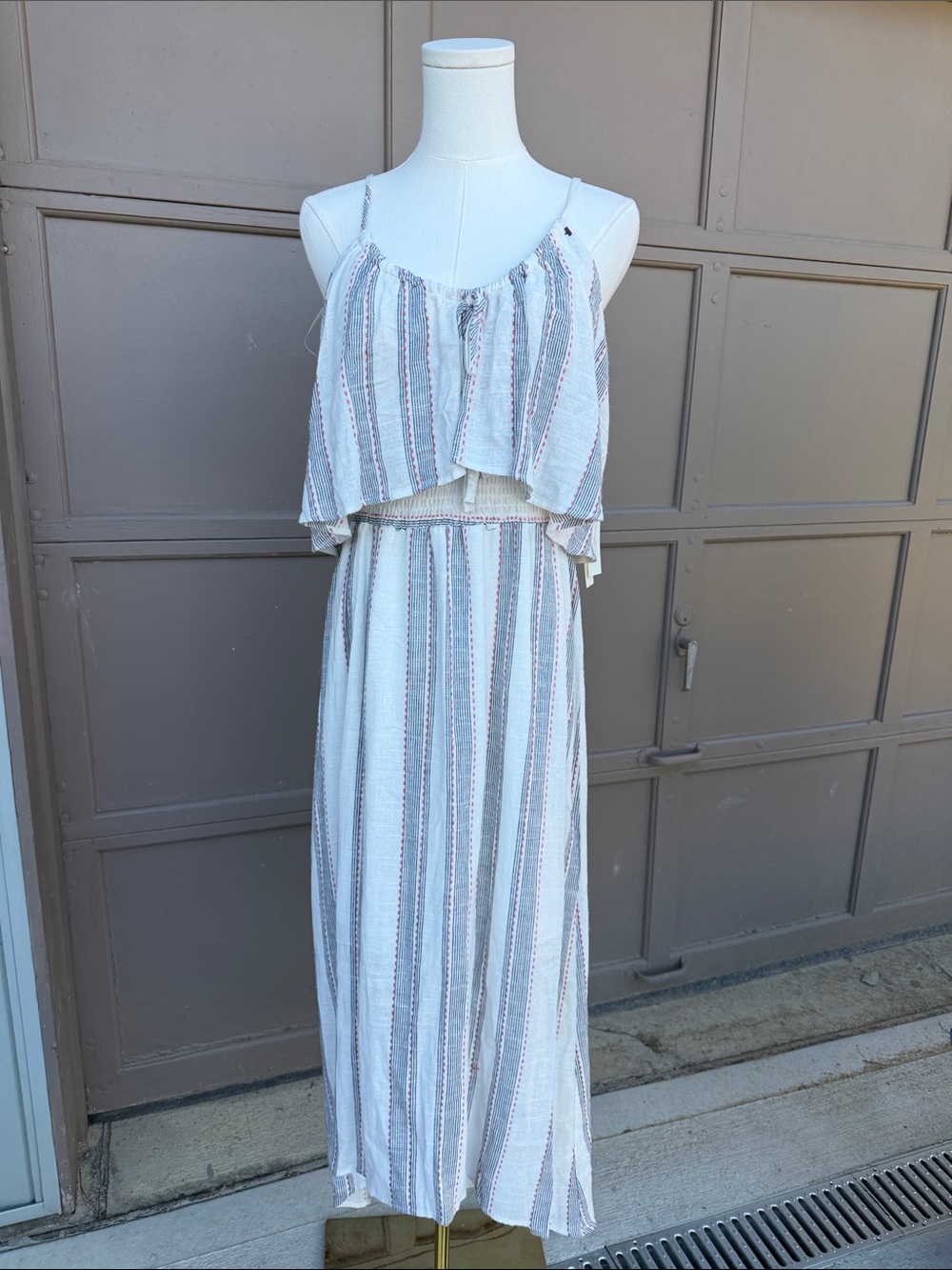 june & hudson White Maxi Skirt with blue & Pink Stripes